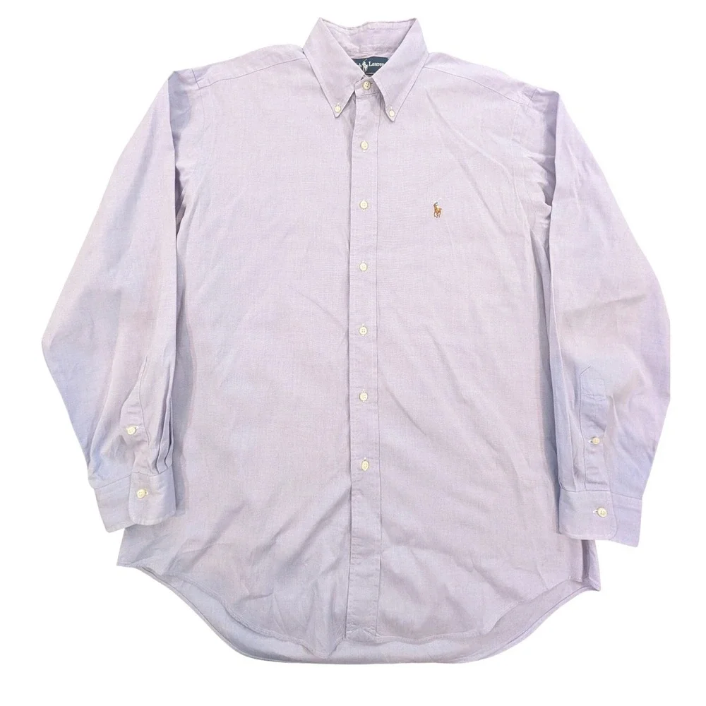 Polo Ralph Lauren Mens Lavender Yarmouth 16 34/35 Oxford Shirt Long Sleeve Flesh